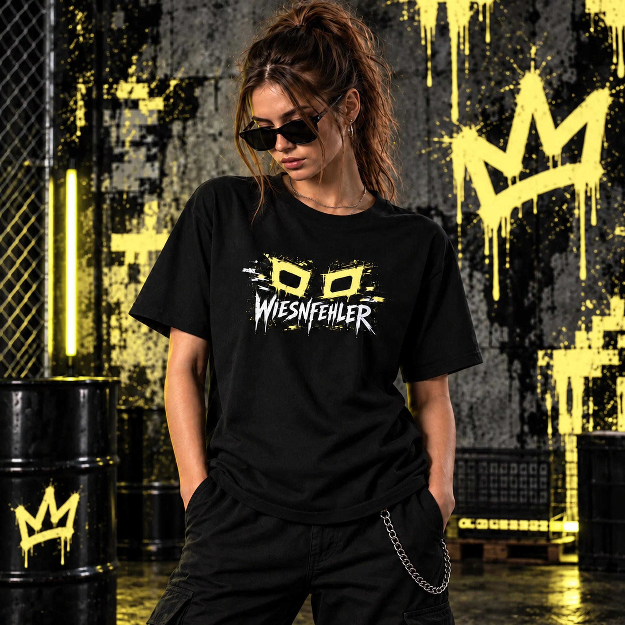 GL!TCH WIESNFEHLER T-Shirt Vorderseite am weiblichen Model